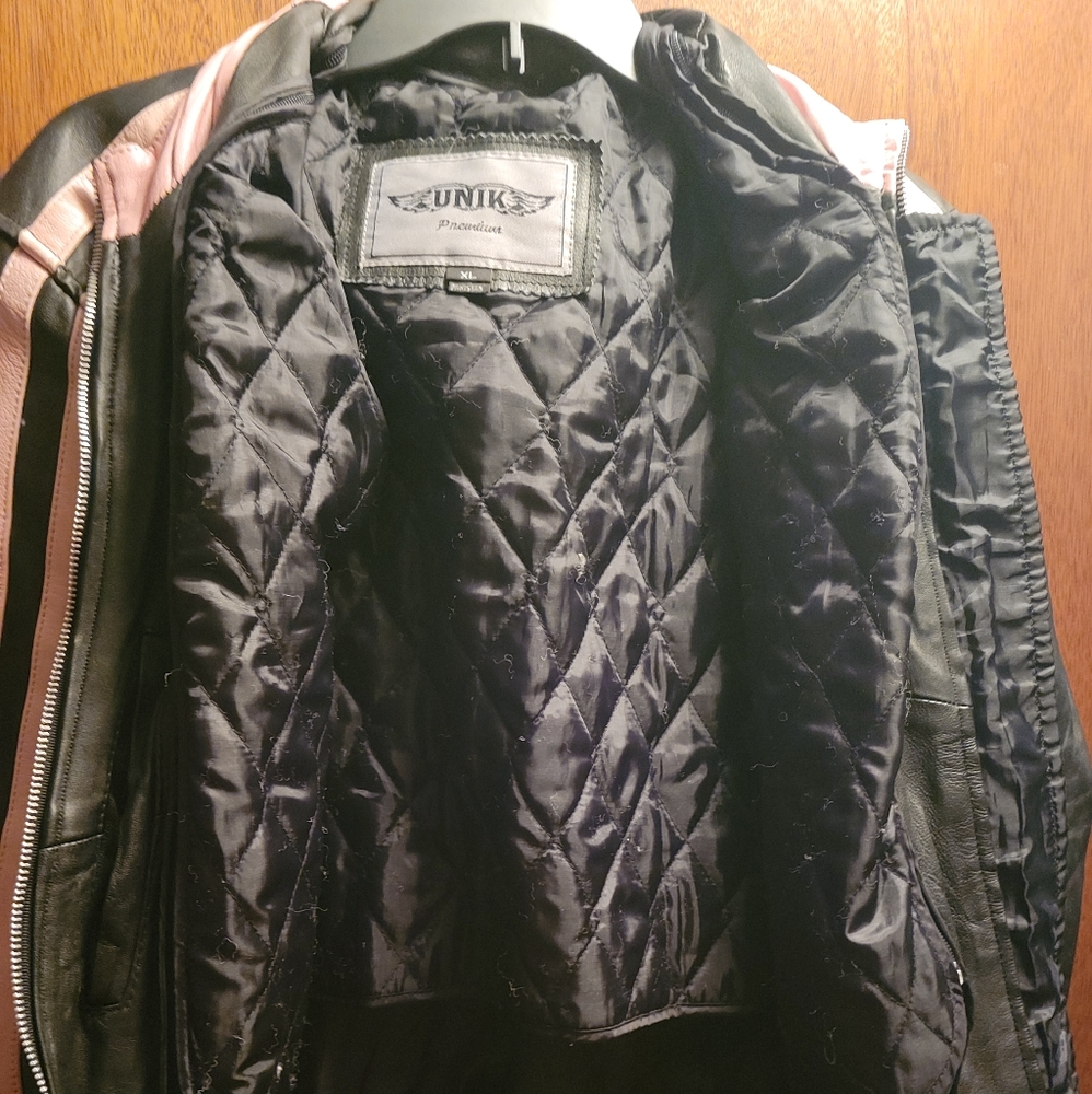 Black & Pink Motorcycle Jacket Ladies XL